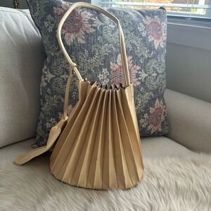 Elegant Butter Yellow Pleated Handbag
